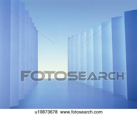 Corridor of blue partitions View Large Photo Image Stock Photo - Corridor of blue partitions. Fotosearch