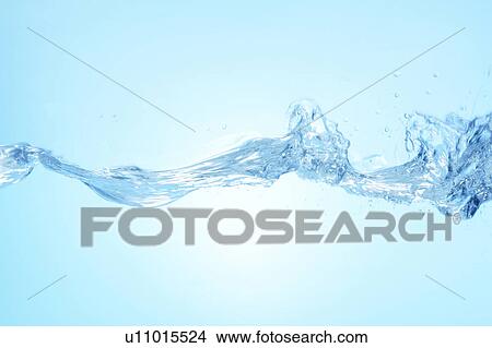 Picture - Cross section of water, close up, blue background. Fotosearch