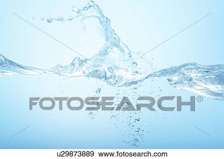 Stock Photo - Cross section of water, close up, blue background. Fotosearch