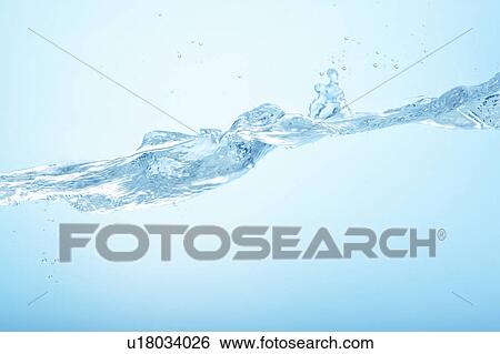 Stock Photograph - Cross section of water, close up, blue background. Fotosearch
