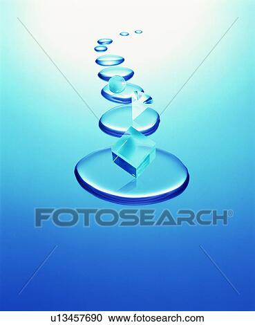 Stock Image - Crystal shapes on water drops. Fotosearch