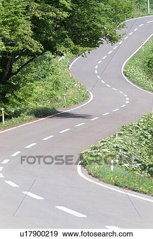 Stock Photo - Curving road, Hakkodua, Aomori Prefecture, Japan. Fotosearch