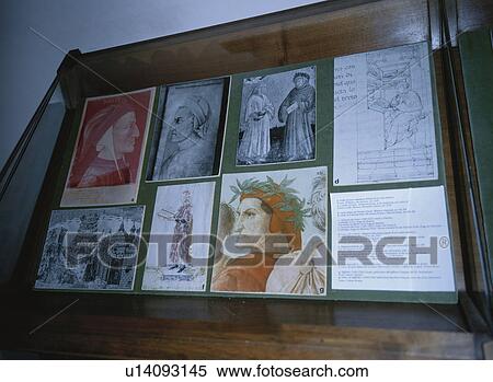 Stock Photography - Display case in the Dante's house museum, Florence, Italy. Fotosearch