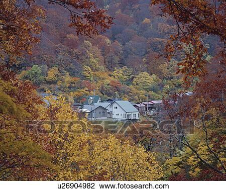 Stock Image - Doroyu hot spring, Yuzawa City, Akita Prefecture, Honshu, Japan. Fotosearch