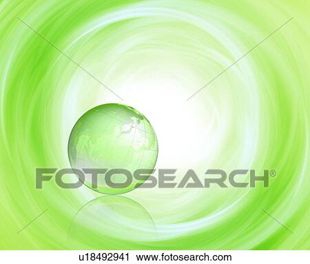Stock Image - Earth surrounded by swirling green light. Fotosearch
