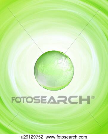 Stock Image - Earth surrounded by swirling green light. Fotosearch