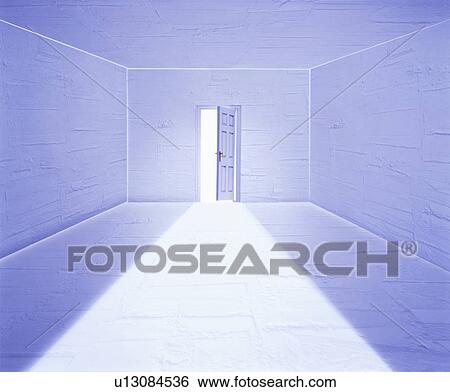 Empty white room with open door View Large Photo Image Stock Photograph - Empty white room with open door. Fotosearch