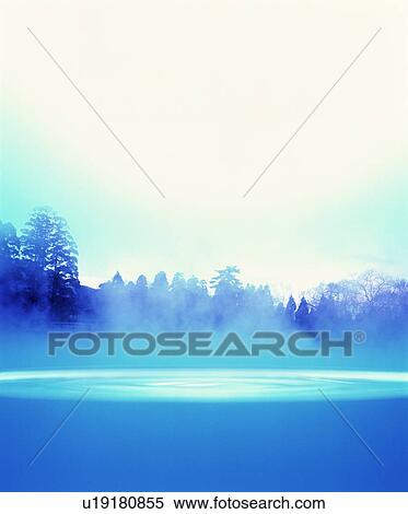 Stock Photography - Fog over lake in morning. Fotosearch