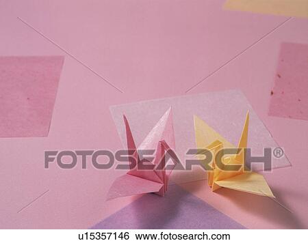 Stock Photograph - Folded paper cranes. Fotosearch