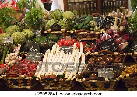 Stock Image - Greengrocers stand, Paris, France. Fotosearch