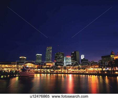 Harbor at night, Miami, Florida, USA View Large Photo Image Stock Photography - Harbor at night, Miami, Florida, USA. Fotosearch