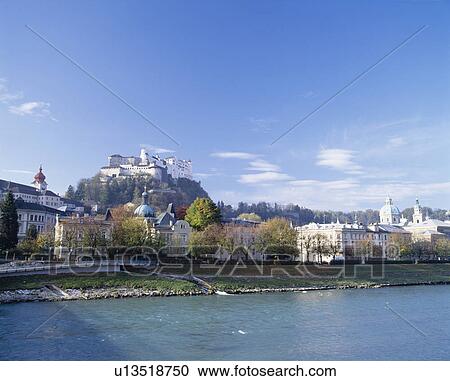 Stock Image - Hohensalzburg Castle and the town of Salzburg, Austria. Fotosearch