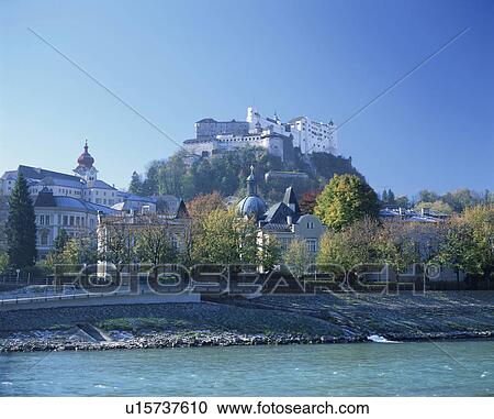 Stock Image - Hohensalzburg Castle and the town of Salzburg, Austria. Fotosearch