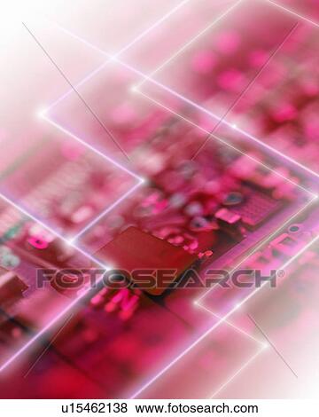 Stock Photo - Illuminated red circuit board. Fotosearch