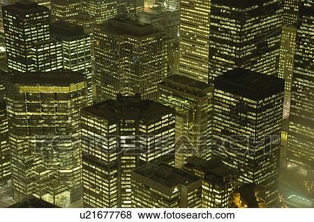 Illuminated skyscrapers at night, Toronto, Ontario, Canada View Large Photo Image Stock Photo - Illuminated skyscrapers at night, Toronto, Ontario, Canada. Fotosearch