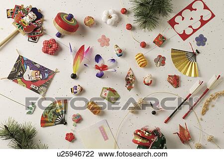 Stock Image - Japanese New Years accessories. Fotosearch