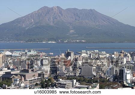 Kagoshima cityscape and Mt. Sakurajima, Japan View Large Photo Image Stock Photography - Kagoshima cityscape and Mt. Sakurajima, Japan. Fotosearch