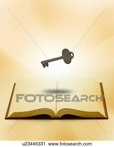 Key floating above an open book View Large Photo Image Stock Image - Key floating above an open book. Fotosearch