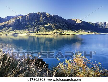 Stock Photo - Lake Hawea. Wanaka, New Zealand. Fotosearch