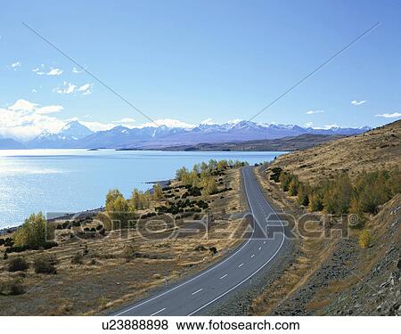 Lake Pukaki and Mt. Cook, South Island, New Zealand View Large Photo Image Stock Photo - Lake Pukaki and Mt. Cook, South Island, New Zealand. Fotosearch