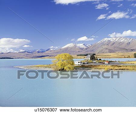 Stock Photo - Lake Tekapo, South Island, New Zealand. Fotosearch