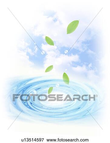 Stock Photo - Leaves floating above rippling water. Fotosearch