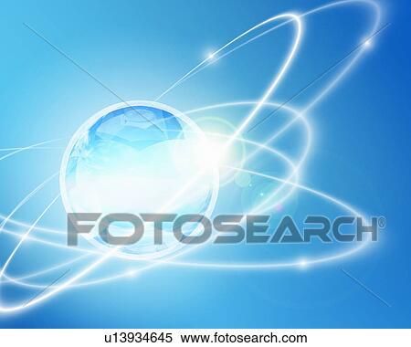 Stock Photography - Light orbiting a blue sphere. Fotosearch