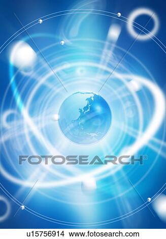 Light swirling around Planet Earth View Large Photo Image Picture - Light swirling around Planet Earth. Fotosearch