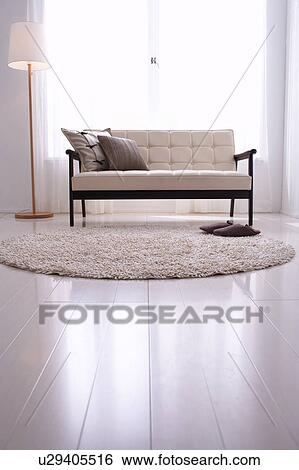 Stock Photograph - Living room in muted colours. Fotosearch