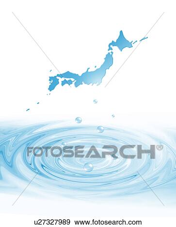 Map of Japan floating above a ripple View Large Photo Image Stock Photo - Map of Japan floating above a ripple. Fotosearch