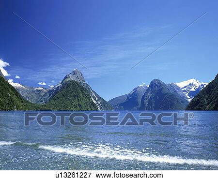Stock Photo - Mitre Peak, South Island, New Zealand. Fotosearch