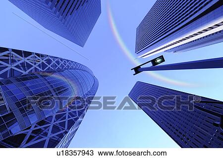 Stock Image - Mode Gakuen cocoon tower and surrounding buildings, Shinjuku-ku, Tokyo, Japan. Fotosearch