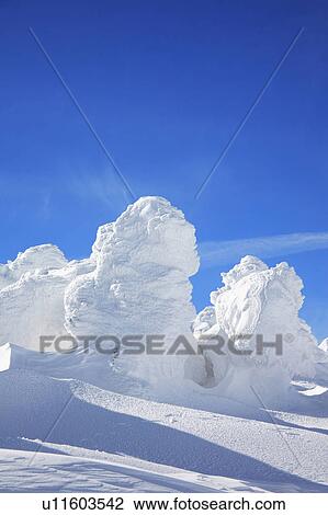 Stock Image - Mounds of snow, Yamagata Prefecture, Japan. Fotosearch