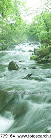 Picture - Mountain stream, Karuizawa, Nagano Prefecture, Japan. Fotosearch