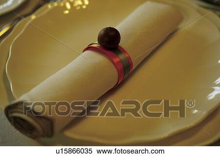 Stock Photography - Napkin on plate. Fotosearch