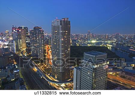 Nighttime cityscape, Minato Ward, Tokyo, Japan View Large Photo Image Stock Photography - Nighttime cityscape, Minato Ward, Tokyo, Japan. Fotosearch