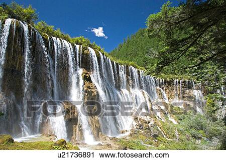 Stock Image - Nuorilang Fall, Sichuan, China. Fotosearch