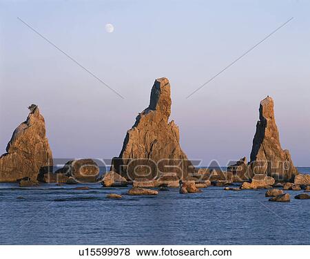 Stock Photo - Ocean rock formations, Hashikuiiwa, Kushimoto-machi, Wakayama Prefecture, Japan. Fotosearch