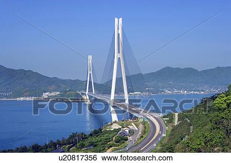 Stock Photograph - Ohashi strait bridge, Onomichi, Hiroshima Prefecture, Japan. Fotosearch