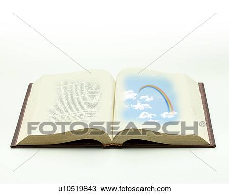 Open book with rainbow illustration View Large Photo Image Stock Image - Open book with rainbow illustration. Fotosearch