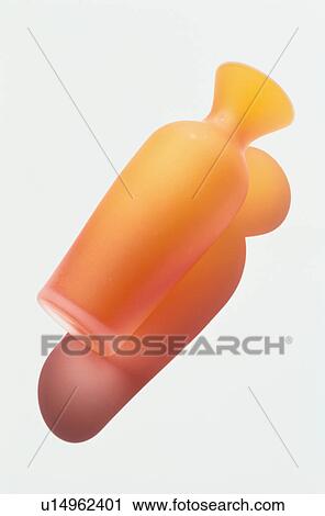 Stock Image - Orange glass vase on white background. Fotosearch