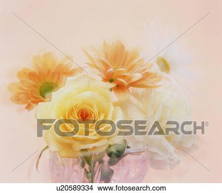 Orange, yellow and white flowers in a vase View Large Photo Image Picture - Orange, yellow and white flowers in a vase. Fotosearch