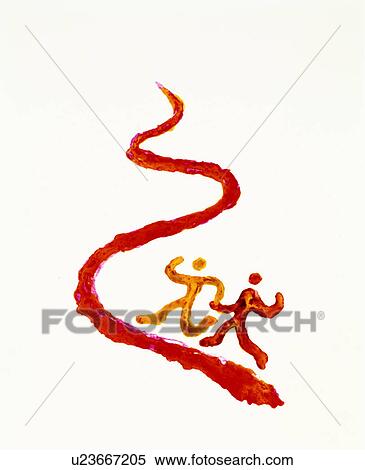 Stock Photography - Painting of people walking a winding road hand in hand. Fotosearch
