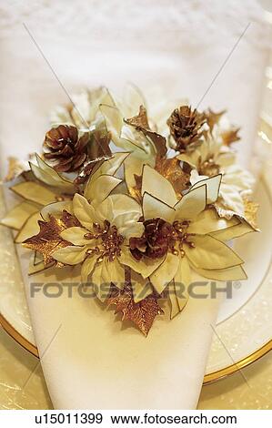 Stock Photo - Place setting at Christmas dinner. Fotosearch