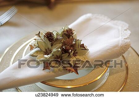 Stock Photo - Place setting at Christmas dinner. Fotosearch