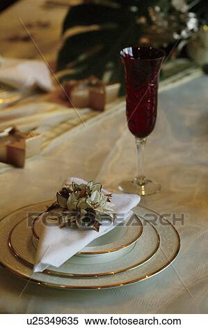 Place setting at Christmas dinner View Large Photo Image Stock Photography - Place setting at Christmas dinner. Fotosearch