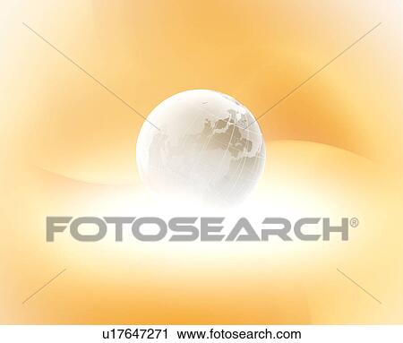 Stock Image - Planet earth on yellow background. Fotosearch