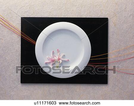 Plate on tray with flowers View Large Photo Image Stock Image - Plate on tray with flowers. Fotosearch