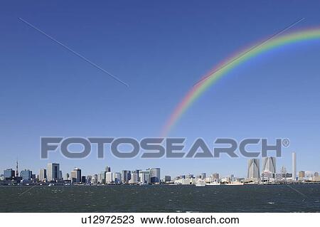 Rainbow over Tokyo skyline, Japan View Large Photo Image Stock Image - Rainbow over Tokyo skyline, Japan. Fotosearch