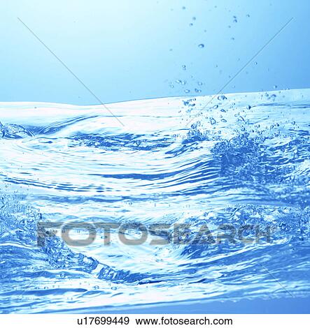 Stock Photo - Rippled water surface, close up, blue background. Fotosearch